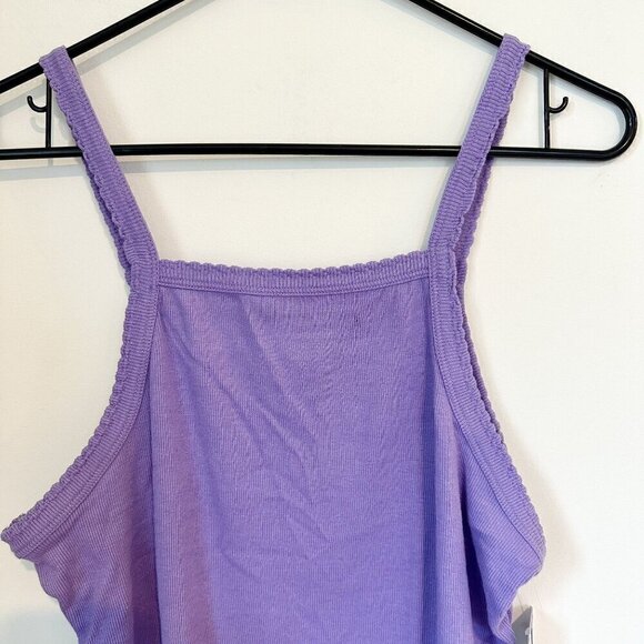 NWT BP by Nordstrom Purple Micro Ribbed Picot Trim Thong Bodysuit - L - Picture 3 of 8